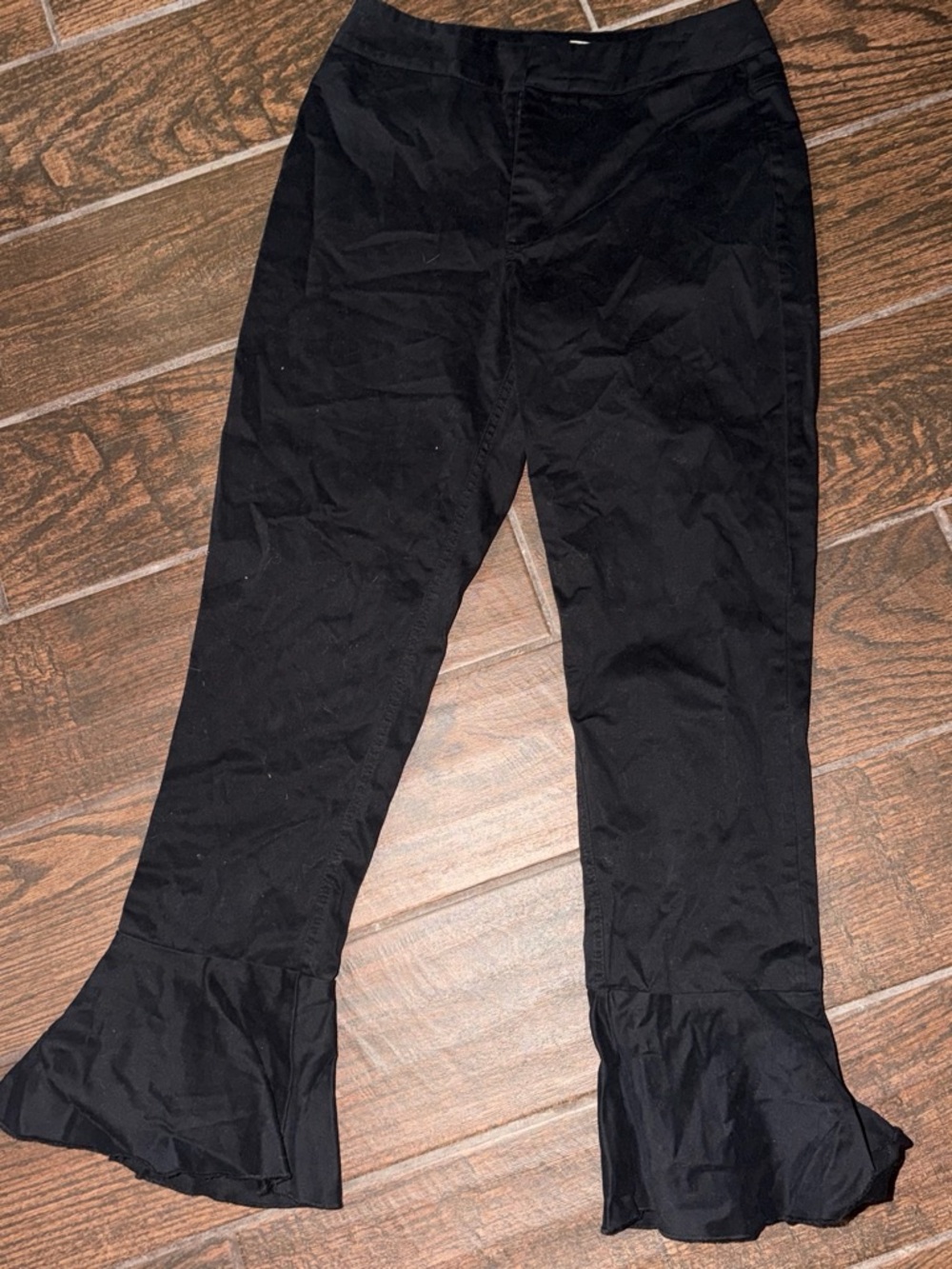 Black Ruffle Hem Pants